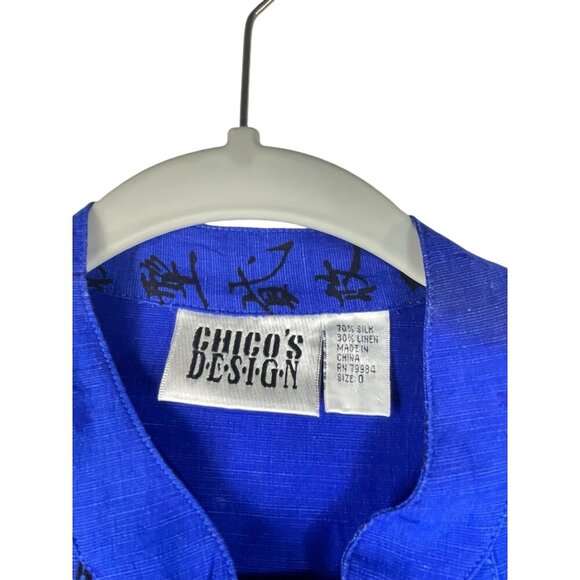 Chico’s Design Silk Linen Asian Inspired Kimono Long Sleeve Top - Picture 2 of 9